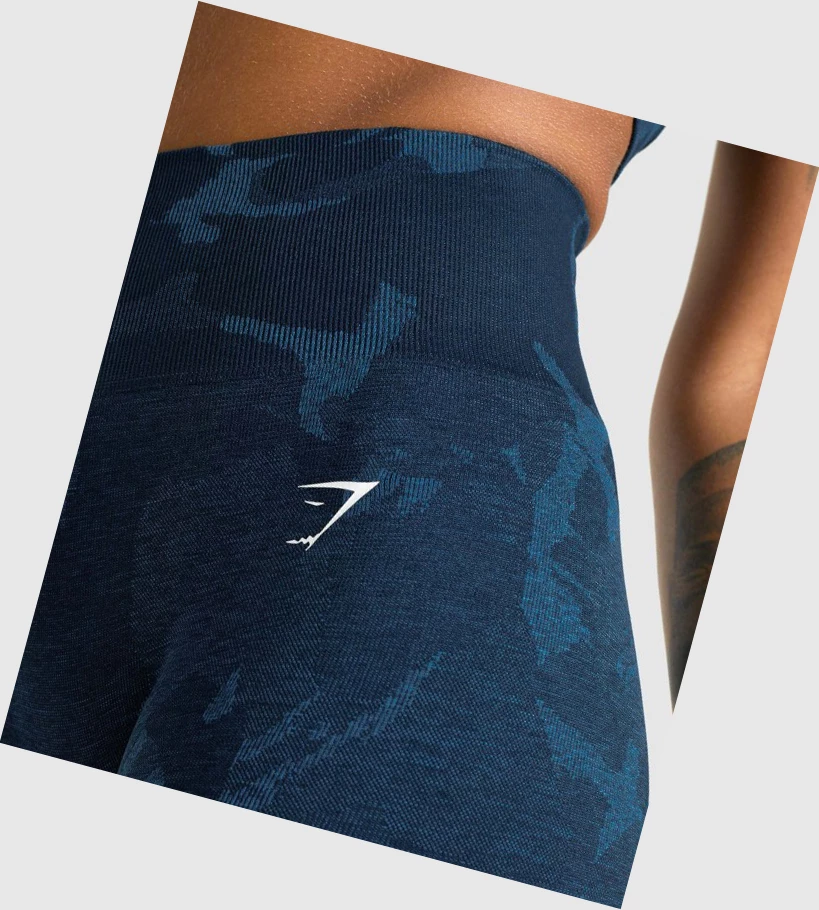 Leggins Gymshark Adapt Camo Seamless High Waisted Mujer Azul Marino | 6751-AQBKR