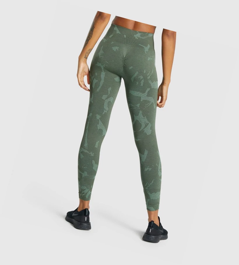 Leggins Gymshark Adapt Camo Seamless High Waisted Mujer Verdes | 9051-MSRZE