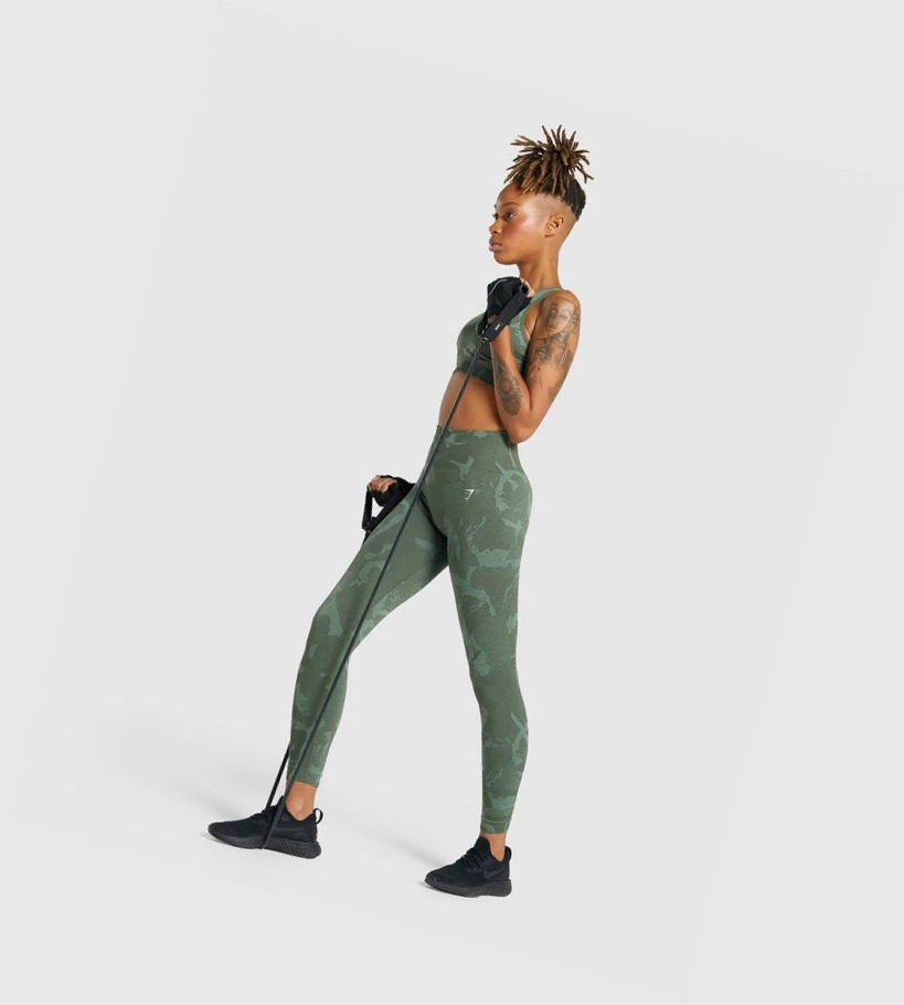 Leggins Gymshark Adapt Camo Seamless High Waisted Mujer Verdes | 9051-MSRZE