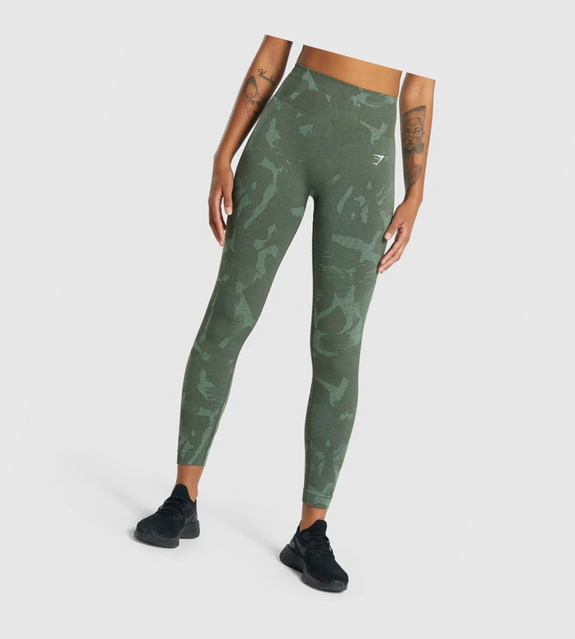 Leggins Gymshark Adapt Camo Seamless High Waisted Mujer Verdes | 9051-MSRZE